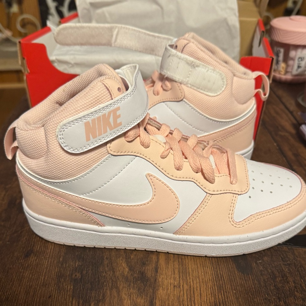Nike Mid-Top Sneakers in Blush Pink and White